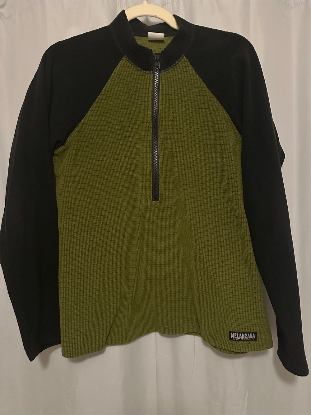 Melanzana Green and Black Quarter-Zip Pullover Fleece
